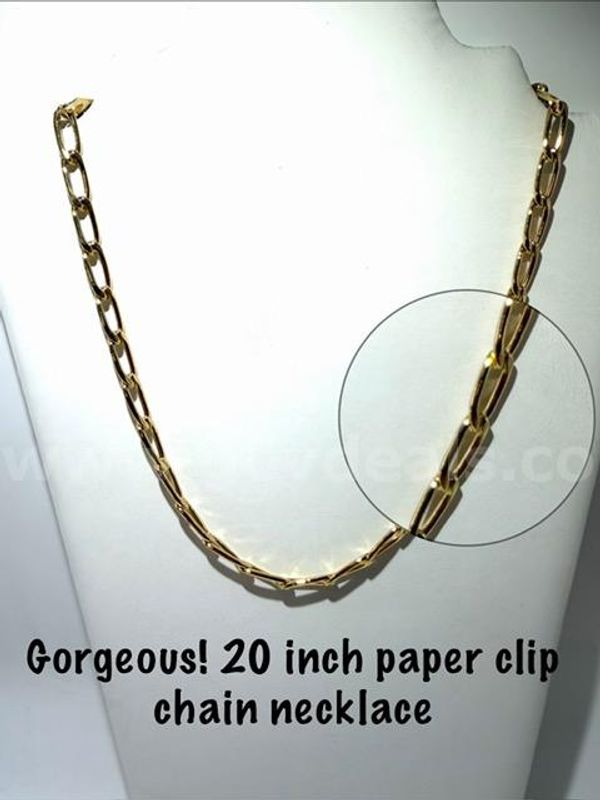 Beautiful, 20 Inch, 24kt Gold Filled, Heavy Paper Clip Chain Necklace