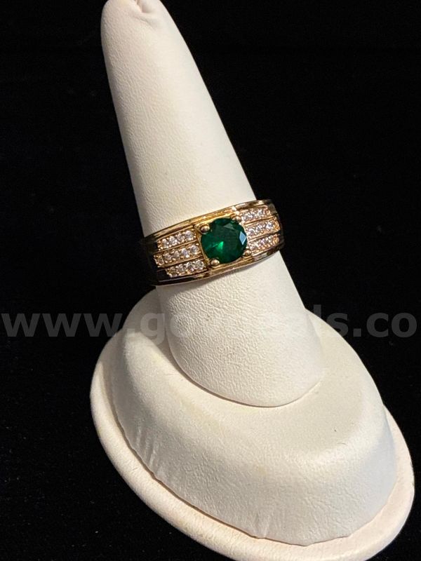 Gorgeous, 24k Gold, Size 10 1/2 Men’s Emerald W/CZ Ring. 24K Real Gold Filled.