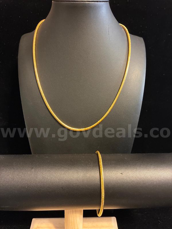 Set! 18”Necklace and 7”Bracelet, Medium Snake Chain. 24K Gold Filled.