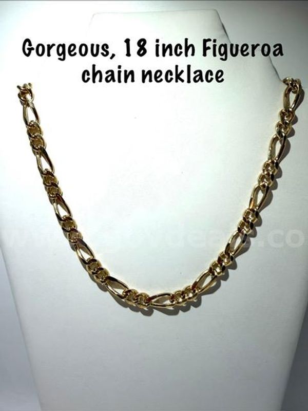 Gorgeous, 24kt Gold Filled, 18 Inch Figueroa Chain Necklace