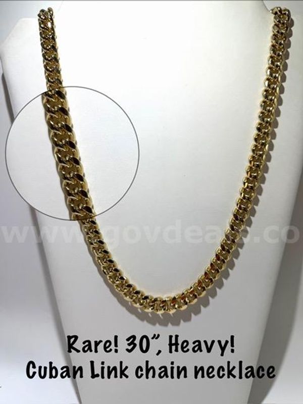 Beautiful, Heavy, 24kt Gold Filled, 30 Inch, Cuban Link Chain