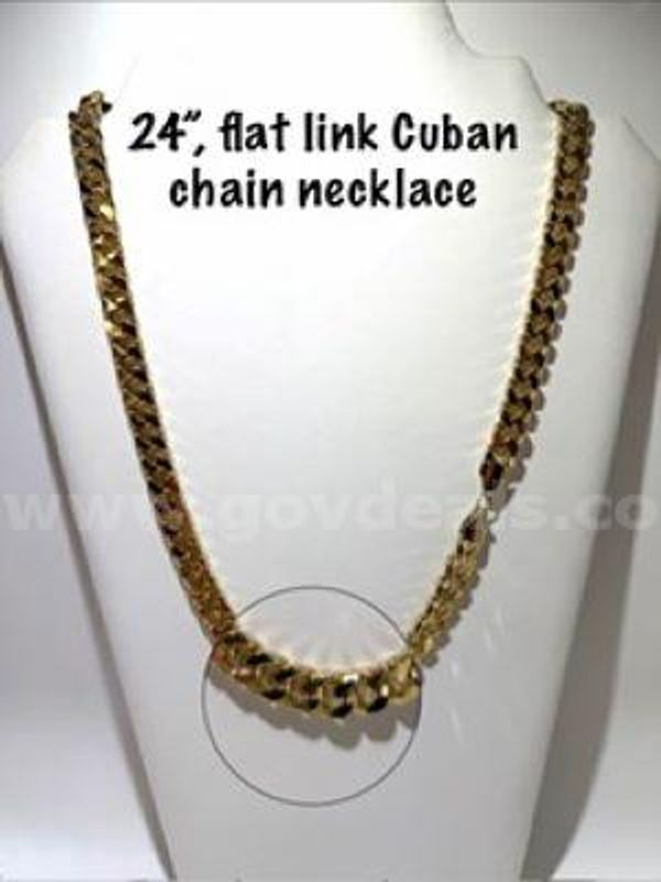 Beautiful, 24kt Gold Filled, 24 Inch, Flat Cuban Link Chain