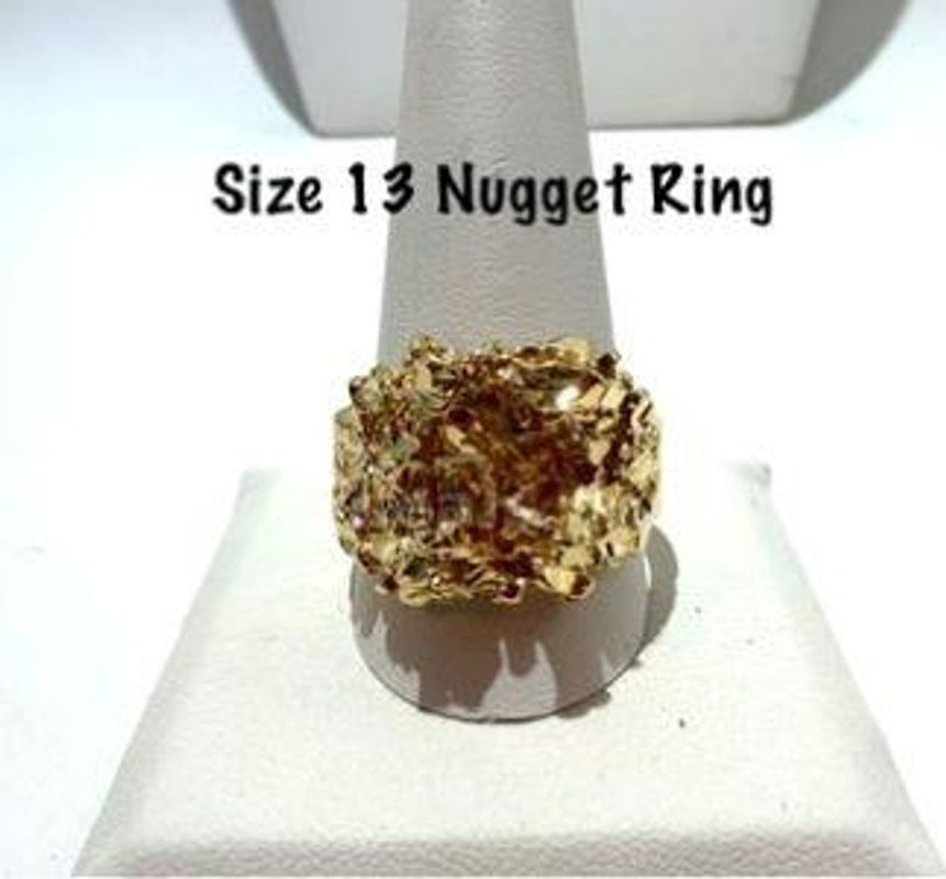 Attractive, Men's, Size 13, 24kt Gold Filled, Nugget Ring