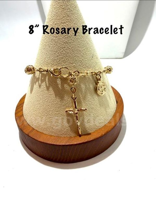 Beautiful, 24kt Gold Filled, 8 Inch, Rosary Bracelet