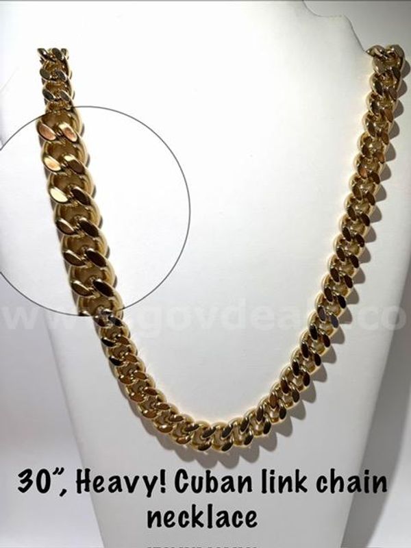 Gorgeous, 24kt Gold Filled, 30” Heavy, Full Cuban Link Chain Necklace