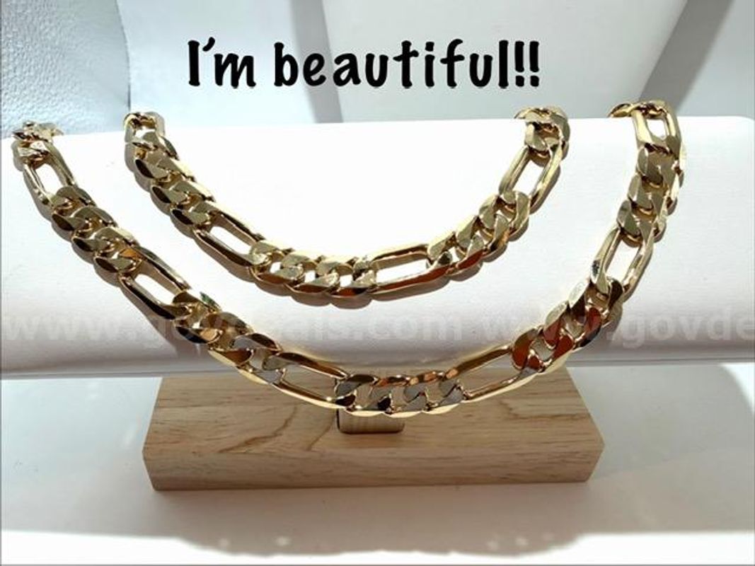 Attractive, 24 Inch, 24kt Gold Filled, Figaro Chain Necklace