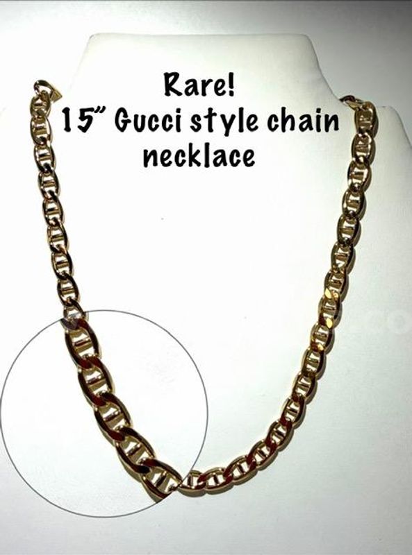 Beautiful, 15 Inch, Gucci Style, 24kt Gold Filled, Chain Necklace