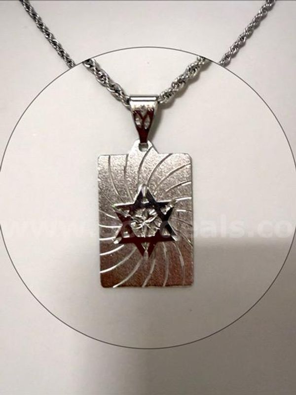 Rhodium Filled, 4MM, 20 Inch, Diamond Cut Rope Chain Necklace W/Star of David Medallion