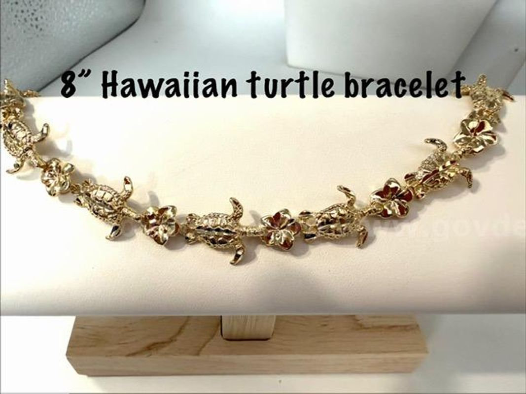 Radiant, 8 Inch, Ladies, 24kt Gold Filled, Hawaiian Turtle Bracelet