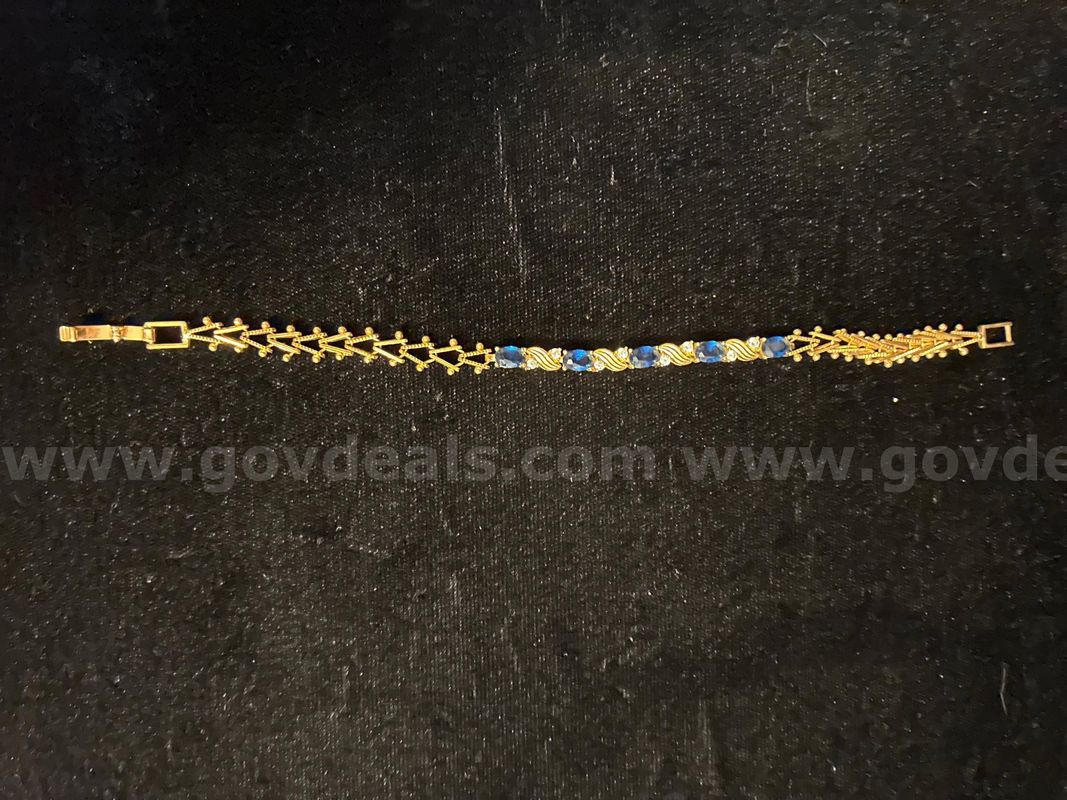 Beautiful, 7” CZ Sapphire Birthstone Tennis Bracelet, 24K Real Gold Filled. FREE SHIPPING W/ BUY NOW