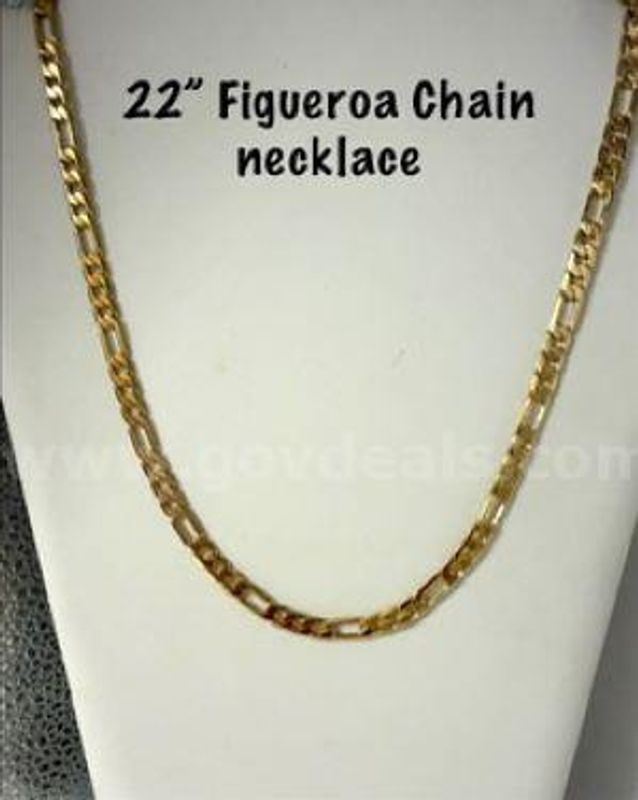 Magnificent, 22 Inch, 24kt Gold Filled, Figaro Chain Necklace