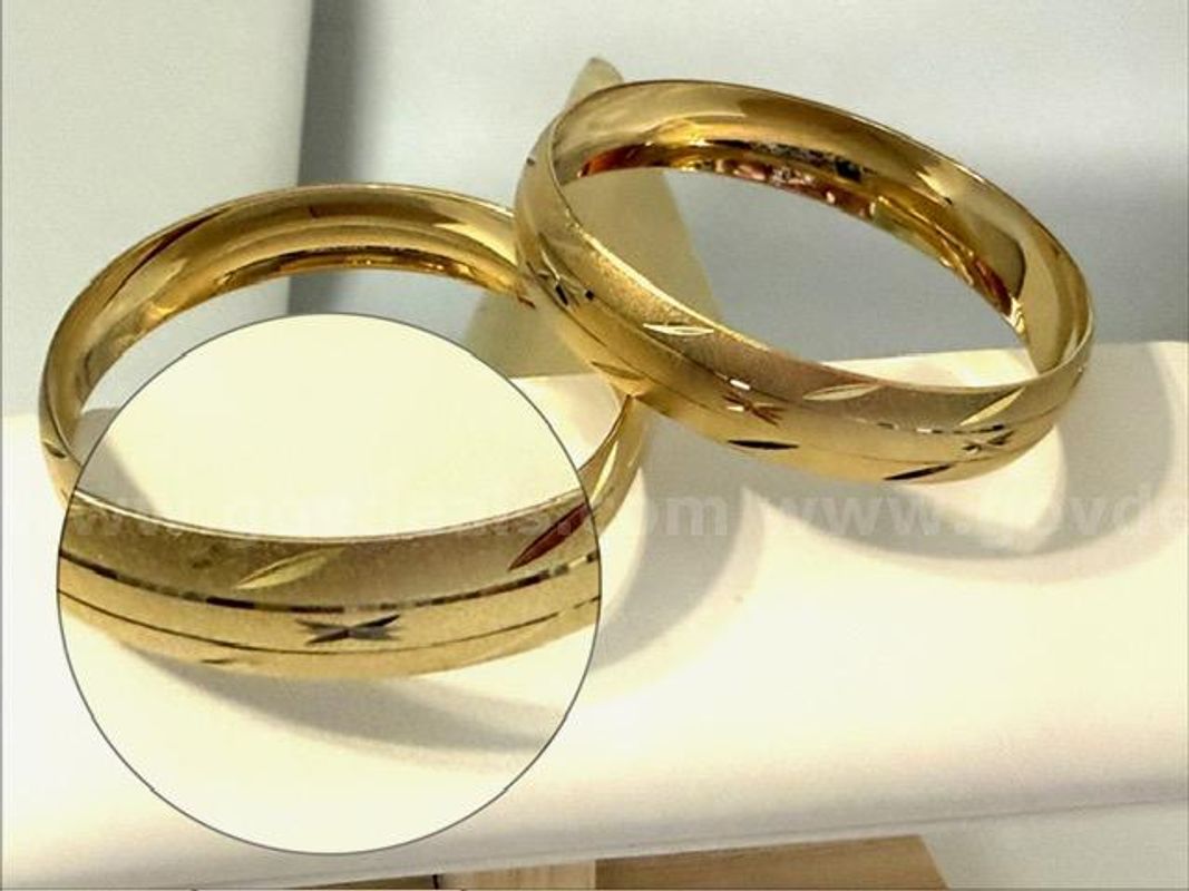Set of (2), Size Large, Stunning, 24kt Gold Filled, Diamond Cut Bangle Bracelets