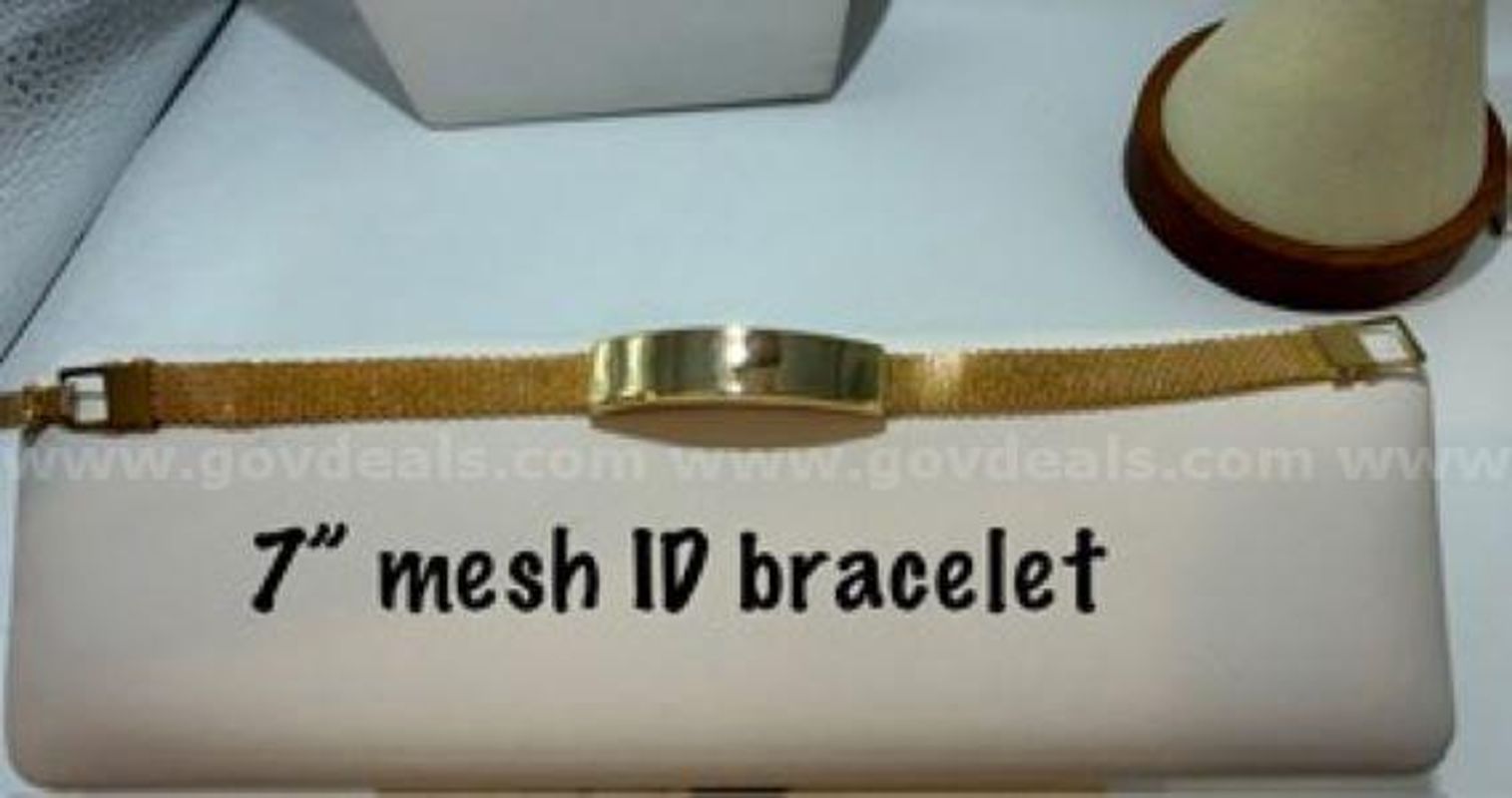 Beautiful, 7 Inch, 24kt Gold Filled, Mesh ID Bracelet