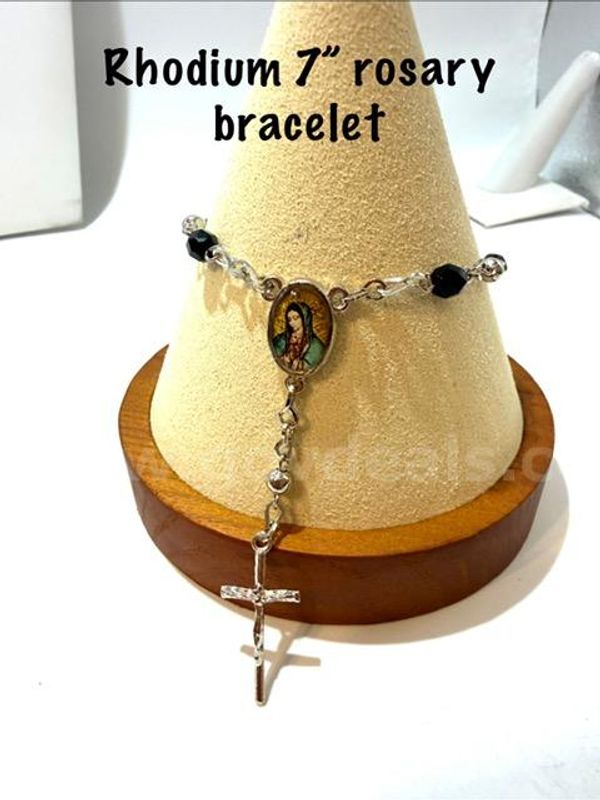 Lovely, Rhodium Filled, 7", Rosary Bracelet