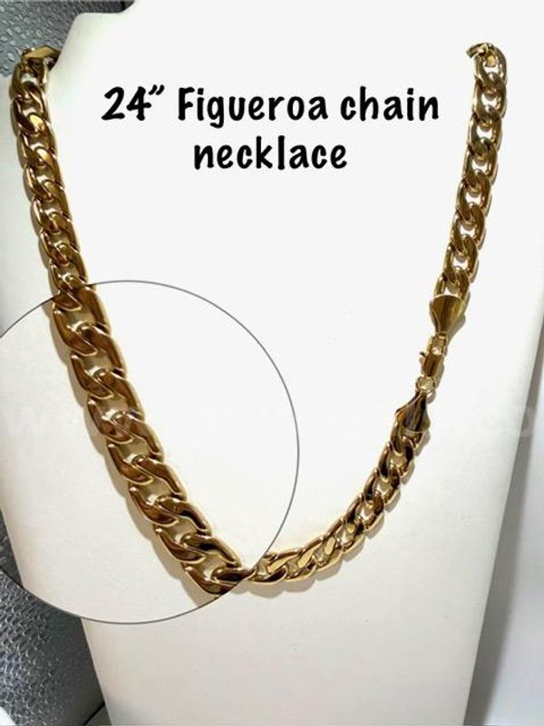 Gorgeous, 24 Inch, Heavy, 24kt Gold Filled, Italian Figueroa Chain