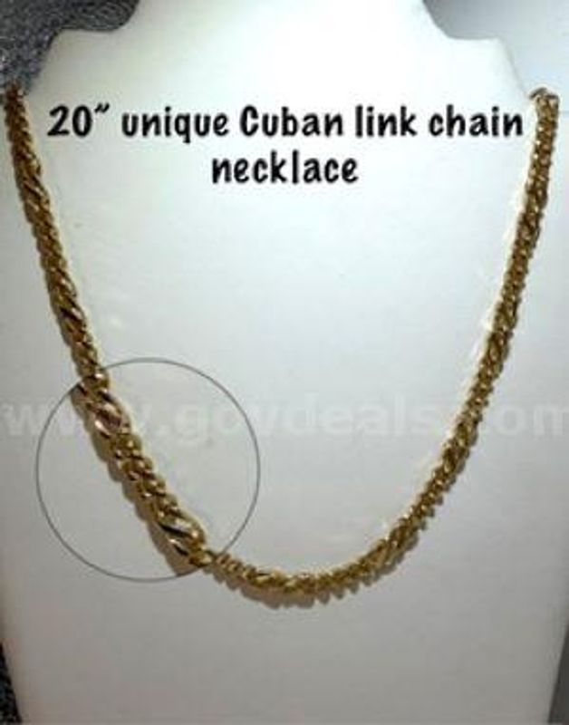 Unique, 20 Inch, 24kt Gold Filled, Cuban Link Chain Necklace