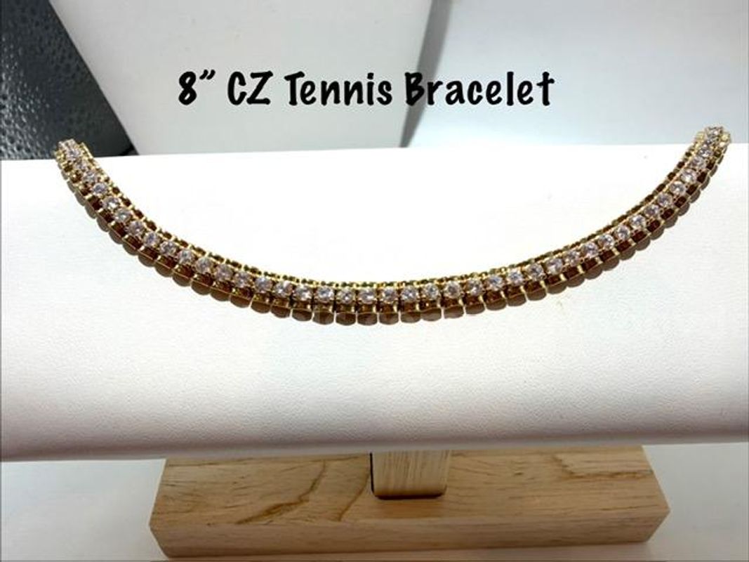 Exquisite, 8 Inch, 24kt Gold Filled, CZ Diamond Tennis Bracelet