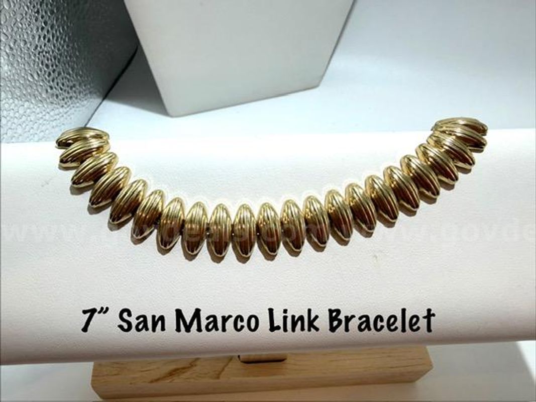 Stunning, 24kt Gold Filled, Ladies, 7 Inch, San Marco Link Bracelet
