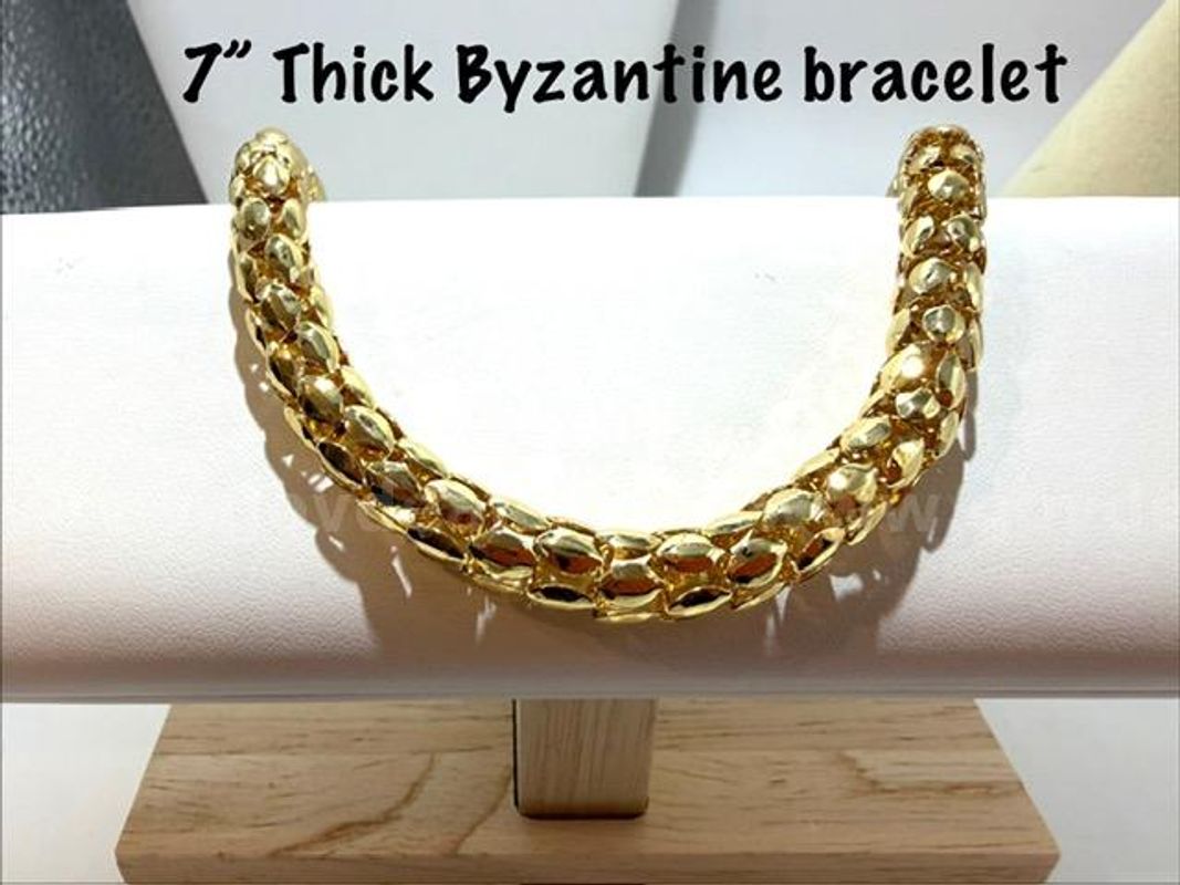 Exquisite, 7 Inch, 24kt Gold Filled Thick Byzantine Bracelet