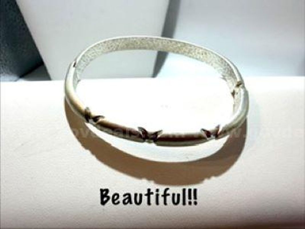 Radiant, Rhodium Filled (Silver), 7”, Hinged Bangle Bracelet