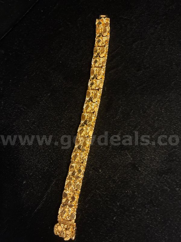 Gorgeous, 24k Real Gold Filled, 1/2" Wide, 7” Nugget Bracelet.