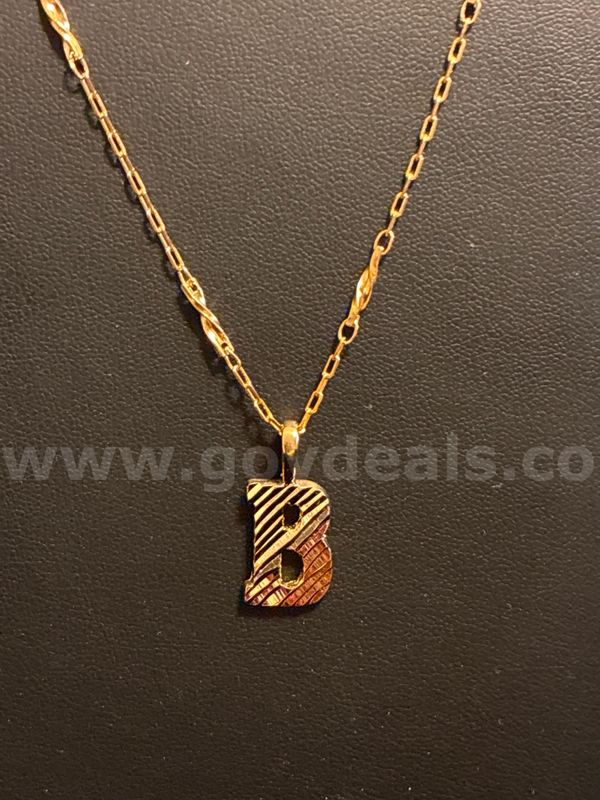 Dainty, 20” Rolo Necklace. W/ Letter Pendant “B” 24K Real Gold Filled.