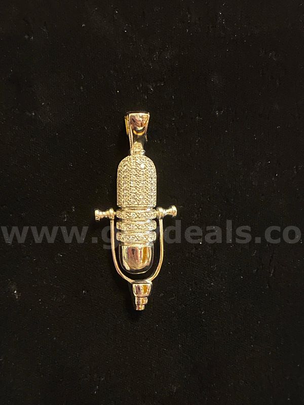 Radiant, Rhodium Filled (Silver), 2 1/2” x 3 3/4” CZ Articulated Microphone.