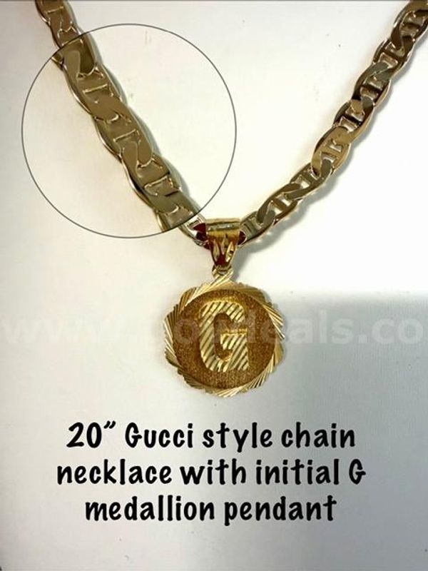 Gorgeous, 24kt Gold Filled, Gucci Style Chain 20 Inch, W/Initial "G" Medallion Pendant