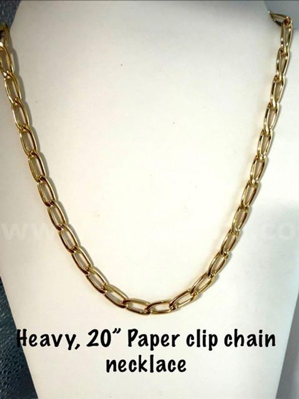 Beautiful, 20 Inch, 24kt Gold Filled, Thick Paper Clip Necklace