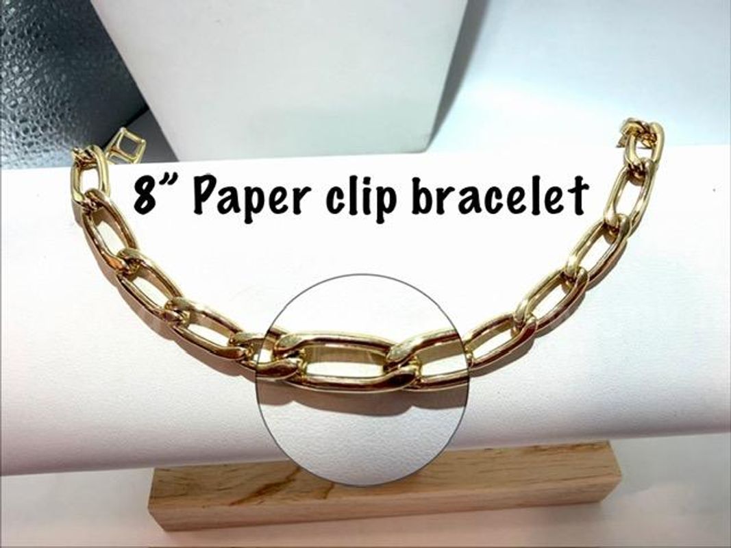 Lovely, 24kt Gold Filled, 8 Inch Paperclip Bracelet