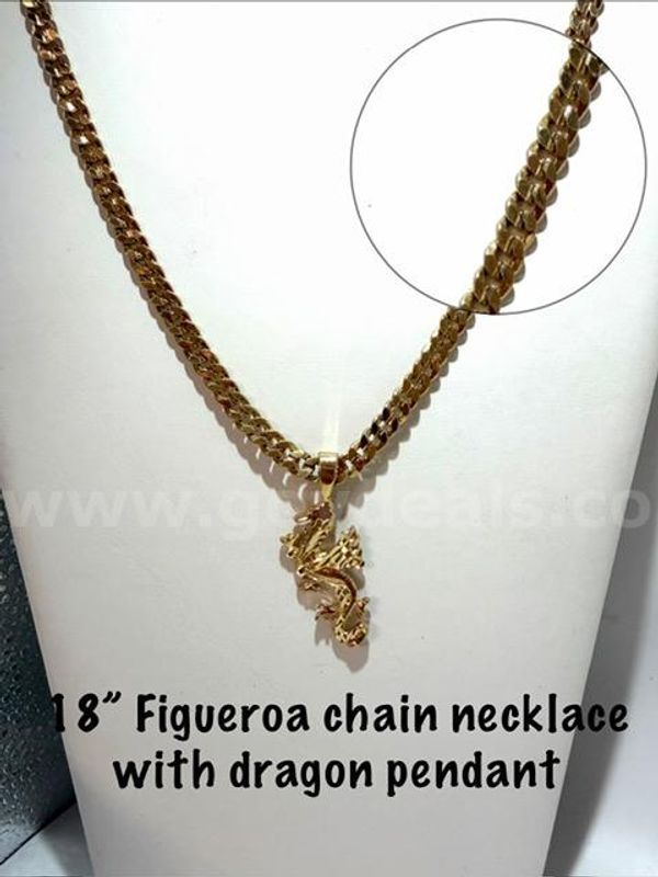 Stunning, 20”, 24kt Gold Filled Chain W/Diamond, Cut Dragon Pendant