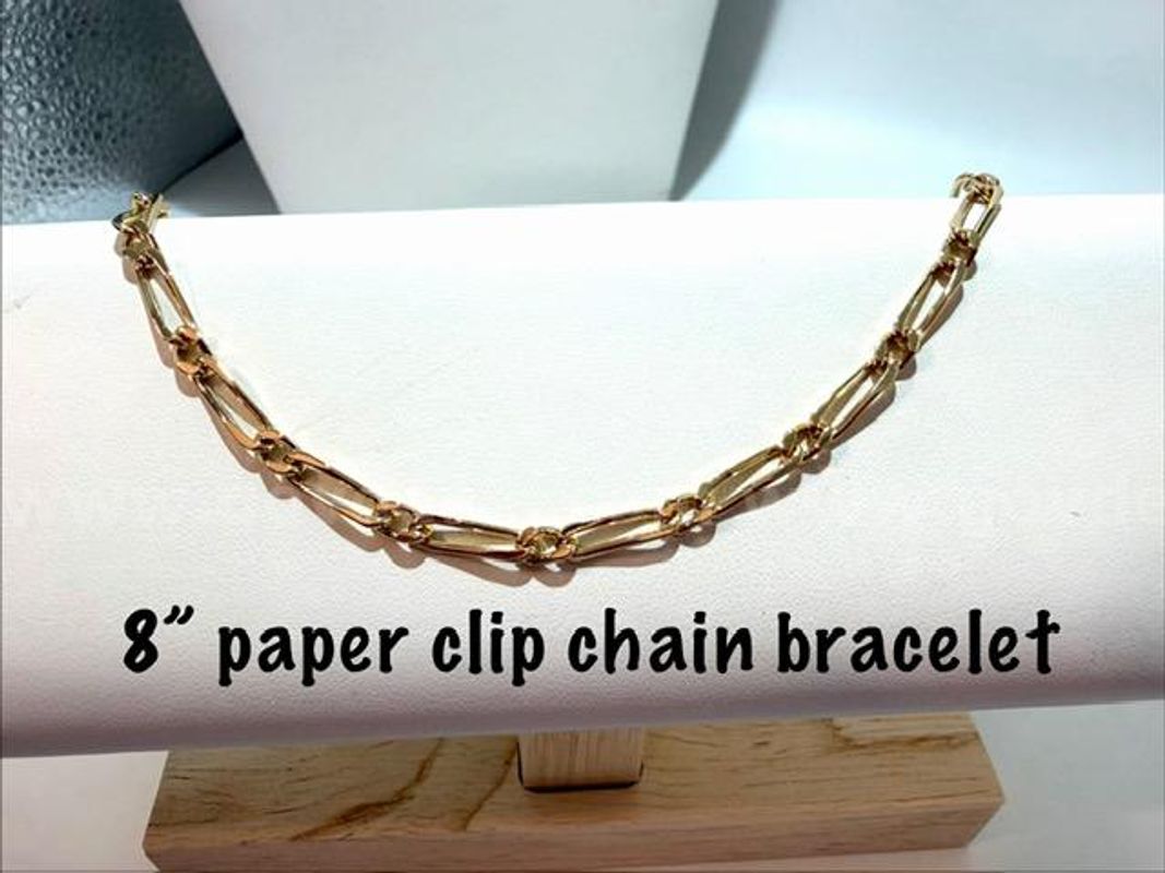 24kt Gold Filled, 8 Inch Paper Clip Bracelet