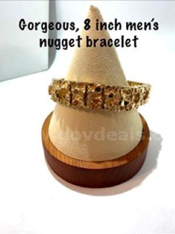 Magnificient, 8 Inch, 24kt Gold Filled, 3/4" Wide, Men’s Nugget Bracelet