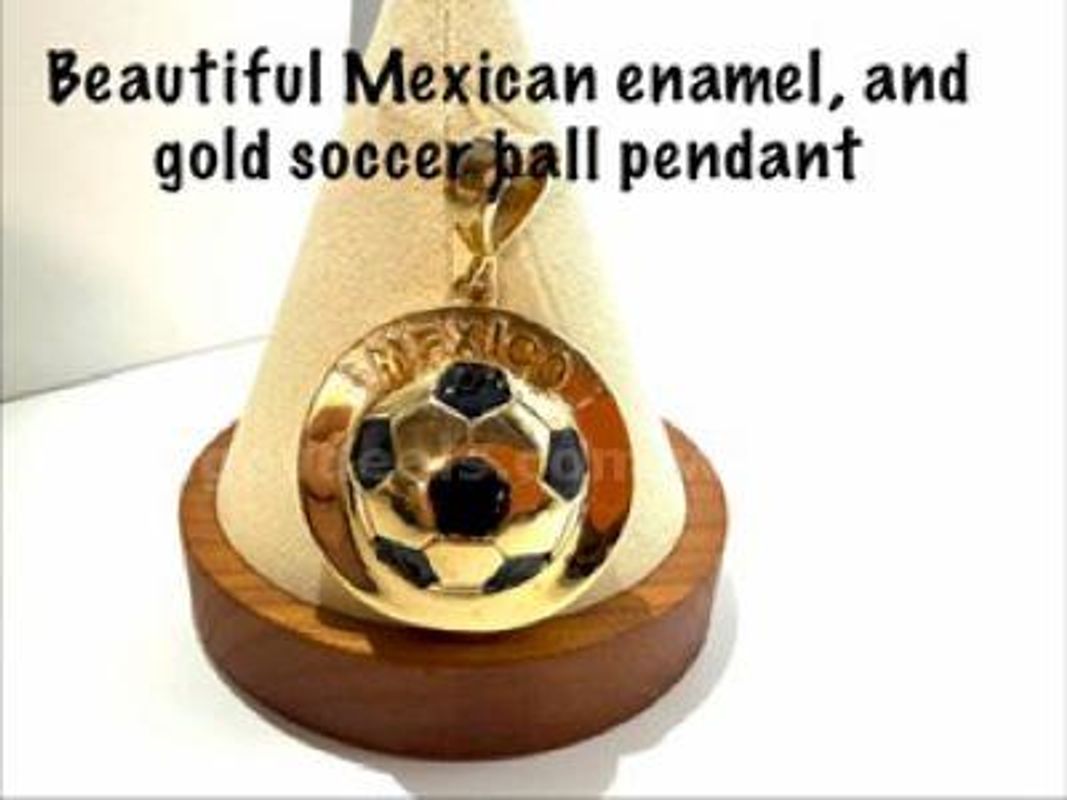 Unique, 24kt Gold Filled, Mexico, Enamel/Gold Soccer Pendant