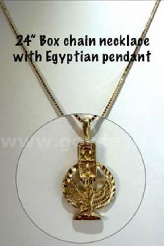 Gorgeous, 24 Inch, 24kt Gold Filled, Box Chain W/Egyptian Pendant