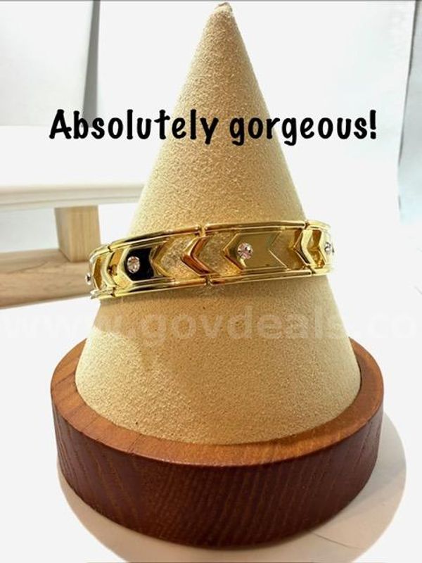 Stunning, 24kt Gold Filled, 7 Inch, Cubic Zirconia Diamond ID Link Bracelet