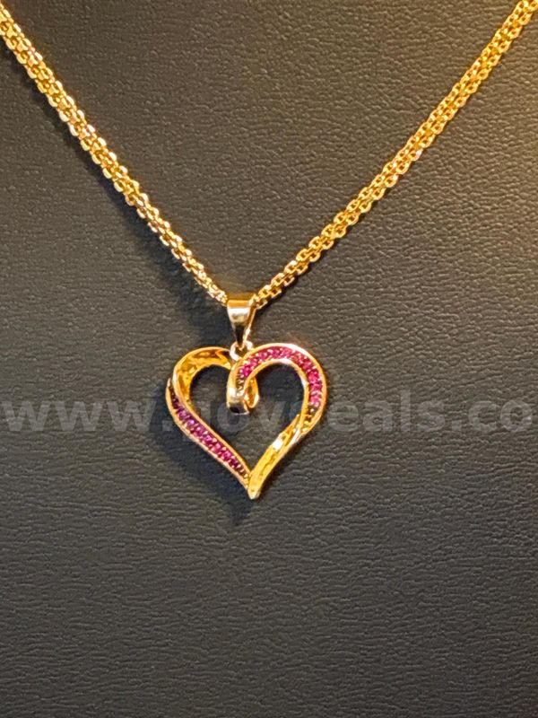 Dainty, 18K Gold Filled, CZ Heart Charm W/ 22” Necklace.