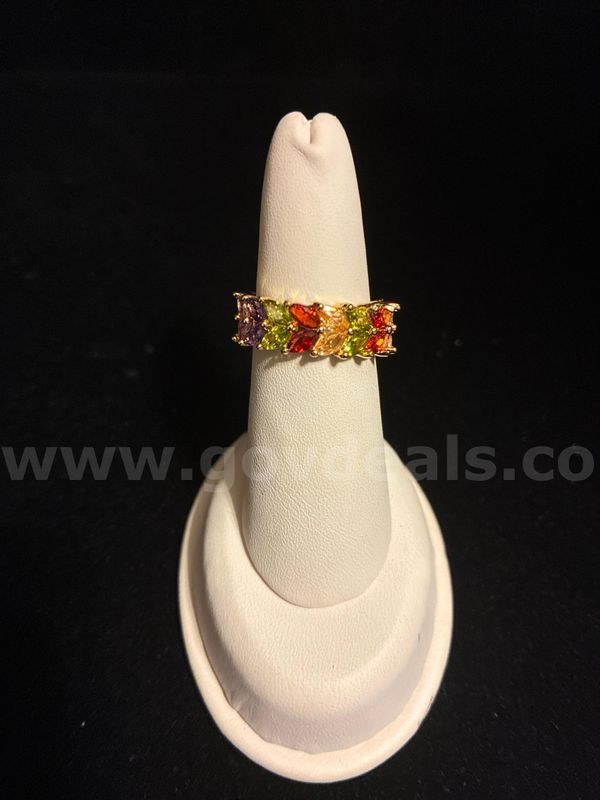 Beautiful , 18K Gold Layered, Ladies, Size 8, Multicolor Ring.