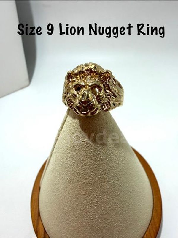 Attractive, Men's, Size 9, 24kt Gold Filled, Lion Nugget Ring