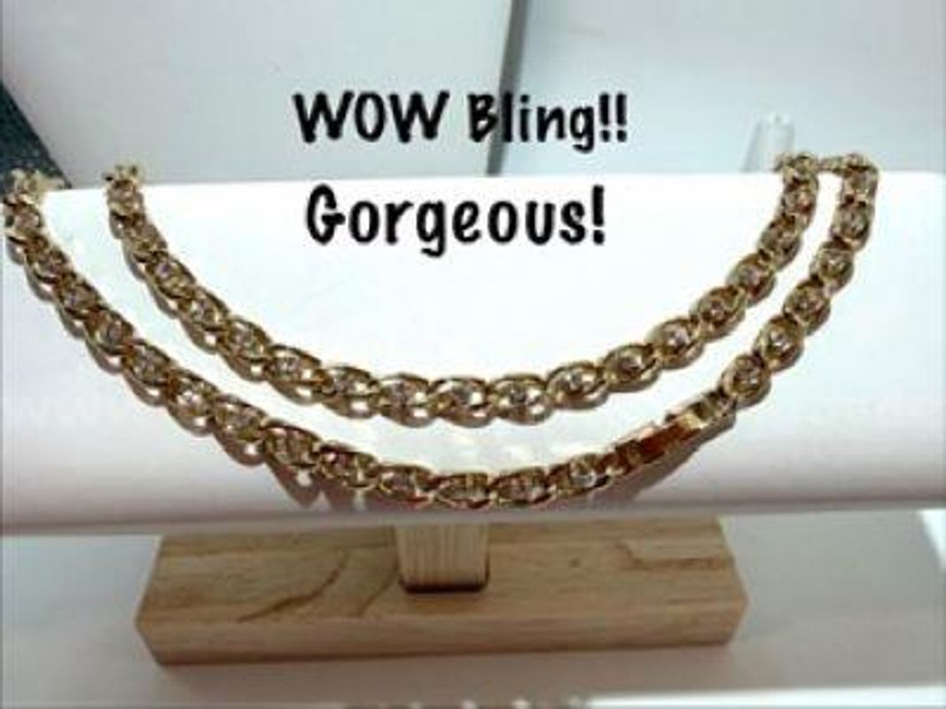Dazzling, 24kt Gold Filled, 20 Inch, CZ Diamond Cuban Link Necklace