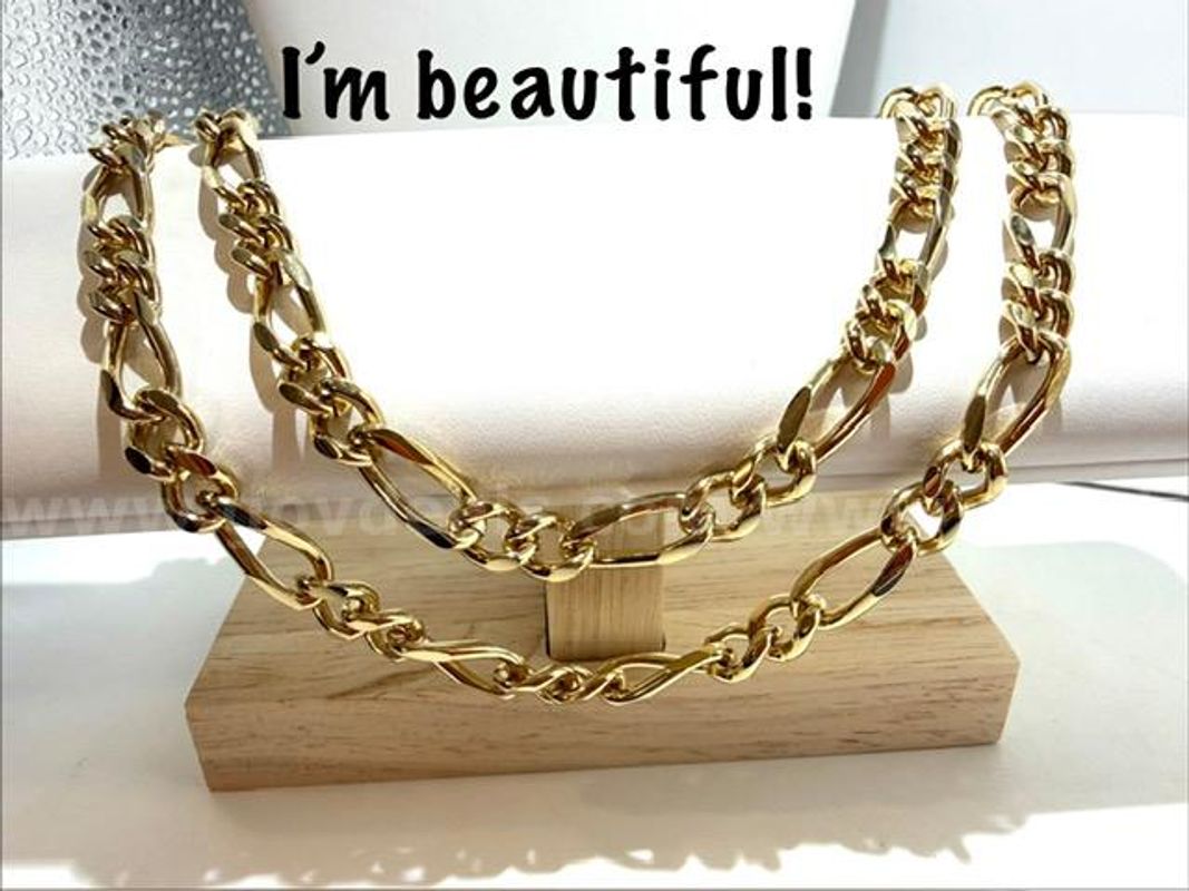 Beautiful, 24kt Gold Filled, 30 Inch Figaro Chain Necklace