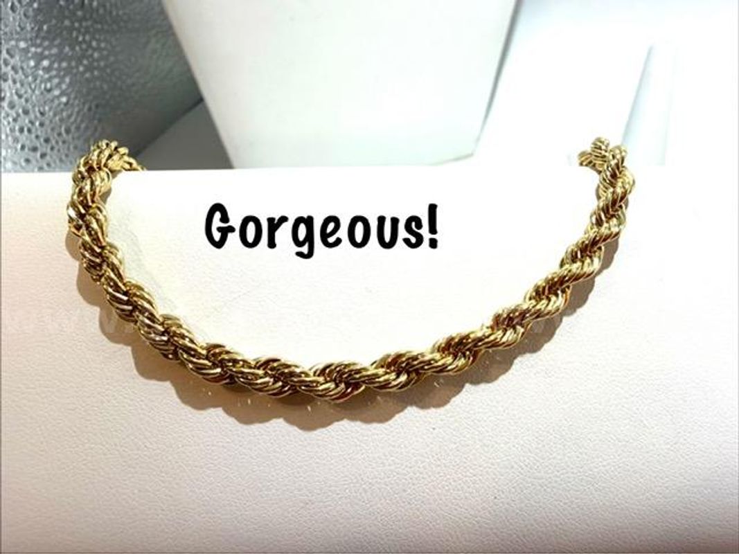 Gorgeous, 6MM, 7 Inch, 24kt Gold FIlled Diamond Cut Rope Bracelet