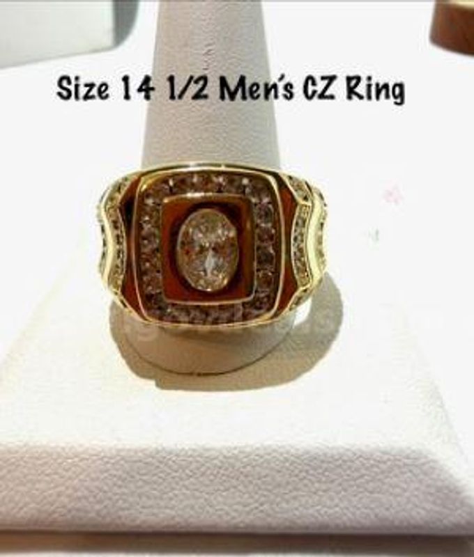 Dazzling, Men's, 24kt Gold Filled, Size 14.5, CZ Diamond Ring