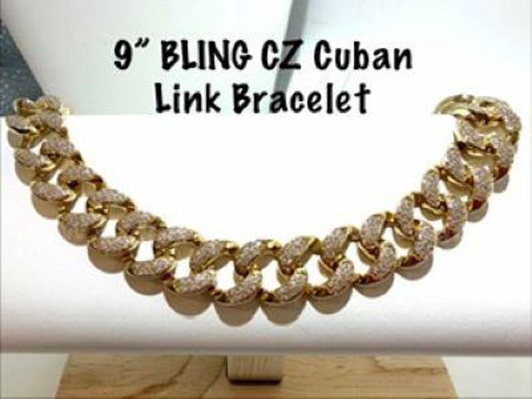 Breathtaking, 24kt Gold Filled, 9 Inch, Bling Bling CZ Multi-Diamond Cuban Link Bracelet