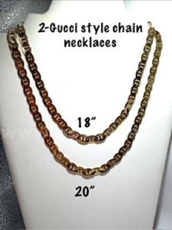 (2) Gorgeous Gucci Style, 24kt Gold Filled, Chain Necklaces, (18 Inch and 20 Inch)