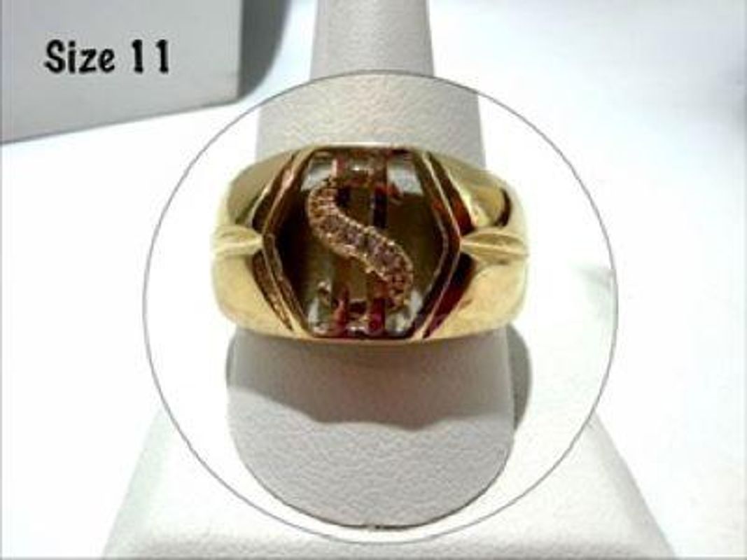 Dazzling, Size 11, Men's, 24kt Gold Filled, CZ Diamond Money Sign Ring