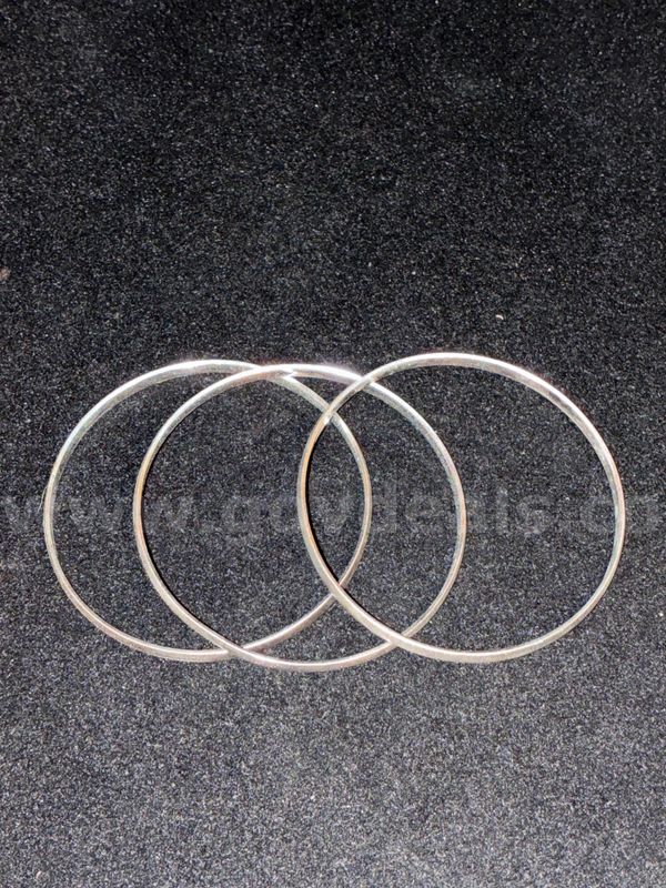 (3)Radiant, Rhodium Filled (Silver), 2 1/2” Diameter Bangle Bracelets.