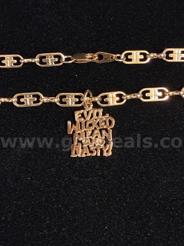 Wicked Pendant & 18” Necklace. 24k Real Gold Filled