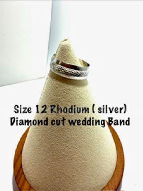Radiant, Rhodium Filled, Size 12, Diamond Cut Wedding Band