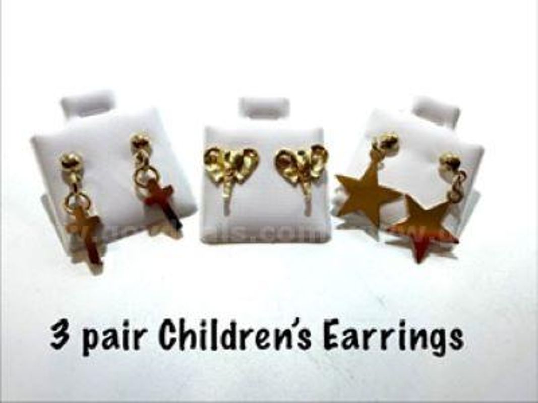 (3) Pair of Children’s 24kt Gold Filled Stud Earrings